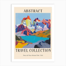 Abstract Travel Collection Poster Torres Del Paine National Park Chile 4 Art Print