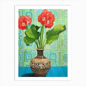 Flowers In A Vase Still Life Painting Amaryllis 2 Art Print