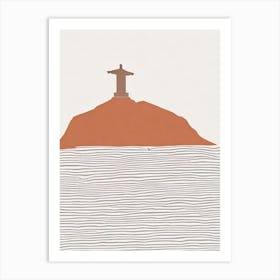 Christ Redeemer Statue 1 Rio De Janeiro Boho Landmark Illustration Art Print