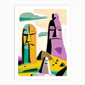 Easter Island Chile Muted Pastel Tropical Destination Art Print
