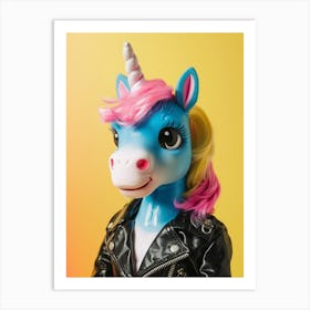 Punky Toy Unicorn In A Leather Jacket 1 Art Print