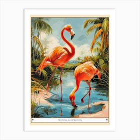 Greater Flamingo Tropical Illustration 1 Poster Art Print