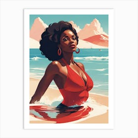 Woman In The Ocean Art Print