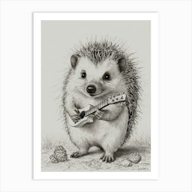 Hedgehog Playing Guitar 6 Art Print