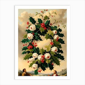 Holly Wreath Art Print