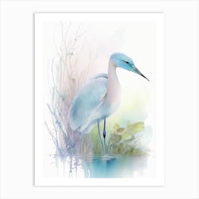 Little Blue Heron Gouache 1 Art Print