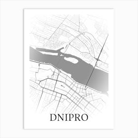 Dnipro, Ukraine, City Map, Black And White Fade Design Poster