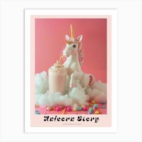 Toy Unicorn Drinking A Milkshake Poster Art Print