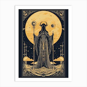 The High Priestess Tarot Card, Vintage 1 Art Print