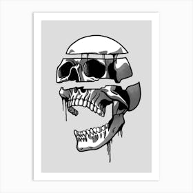 Falling apart skull Art Print