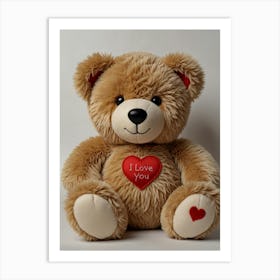 I Love You Teddy Bear Art Print