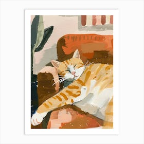 Cat Sleeping On The Couch 7 Art Print