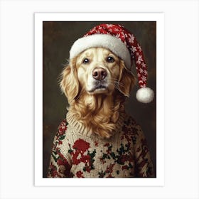 Retriever In Christmas Jumper Art Print