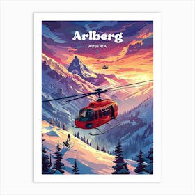 Arlberg Austria Ski Town Digital Travel Art Art Print