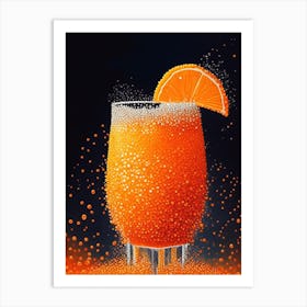 Orange Crush Pointillism Cocktail Poster Art Print