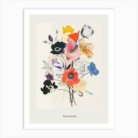 Anemone Collage Flower Bouquet Poster Art Print