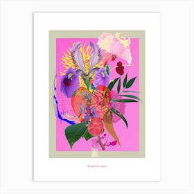 Bleeding Heart Neon Flower Collage Poster Art Print