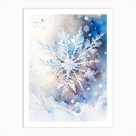 Frost, Snowflakes, Storybook Watercolours 5 Art Print