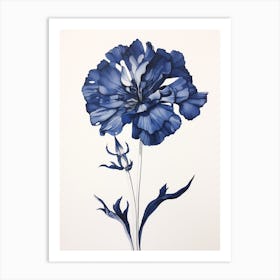 Blue Botanical Carnation 2 Art Print