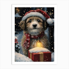 Santa Puppy 6 Art Print