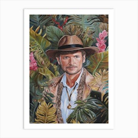 Floral Handpainted Portrait Of Indiana Jones 2 Art Print