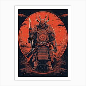 Samurai Tsuba Style Illustration 6 Art Print