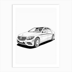 Mercedes Benz S Class Line Drawing 10 Art Print