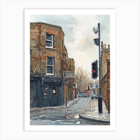 Islington London Borough   Street Watercolour 4 Art Print