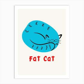 Fat Cat Blue Art Print