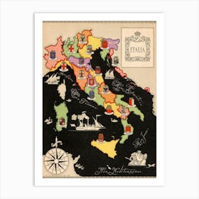 Italy Vintage Pictorial Map 1938 Art Print