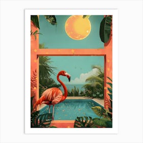 Flamingo In The Pool Art Print