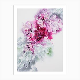 White And Pink Flower Painting Art Print