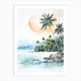 Watercolour Of Anse Lazio   Praslin Island Seychelles1 Art Print