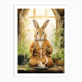 Bunny Meditating Rabbit Prints Watercolour 1 Art Print
