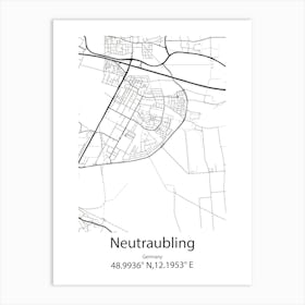 Neutraubling,Germany Minimalist Map Art Print