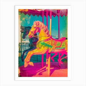 Carousel Horses Retro Photo 1 Art Print
