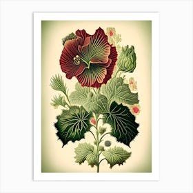 Hollyhock Wildflower Vintage Botanical 2 Art Print