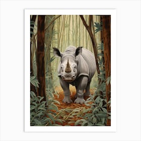 Illustration Of Rhino In The Distance Realistic Illustration 5 Art Print