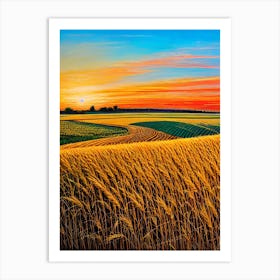 Sunset Over A Wheat Field 2 Art Print