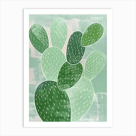 Bunny Ear Cactus Minimalist Block Print 2 Art Print