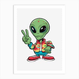 Alien Peace Sign Art Print