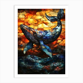 Stunning Stained Glass Whale 16 Poster