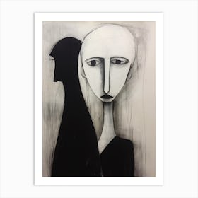Abstract Geometric Black & White Person Portrait Art Print