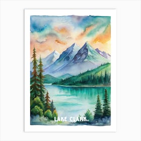 Lake Clark National Park Watercolor Painting Art Print