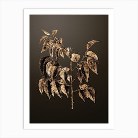 Gold Botanical Common Hackberry on Chocolate Brown n.0757 Art Print