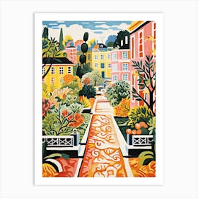 Tivoli Gardens, Italy In Autumn Fall Illustration 2 Art Print