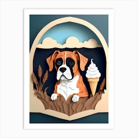 Boxer Dog With Ice Cream 3 Art Print