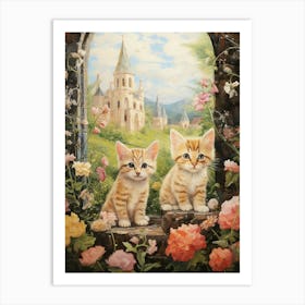 Cute Kittens In Medieval Village 7 Art Print
