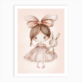 Cute Baby Girl Watercolor Art Print