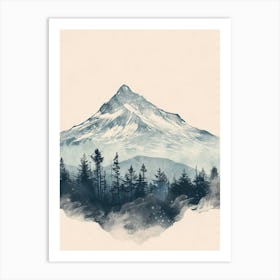 Mount Kenya Color Line Drawing (5) Art Print